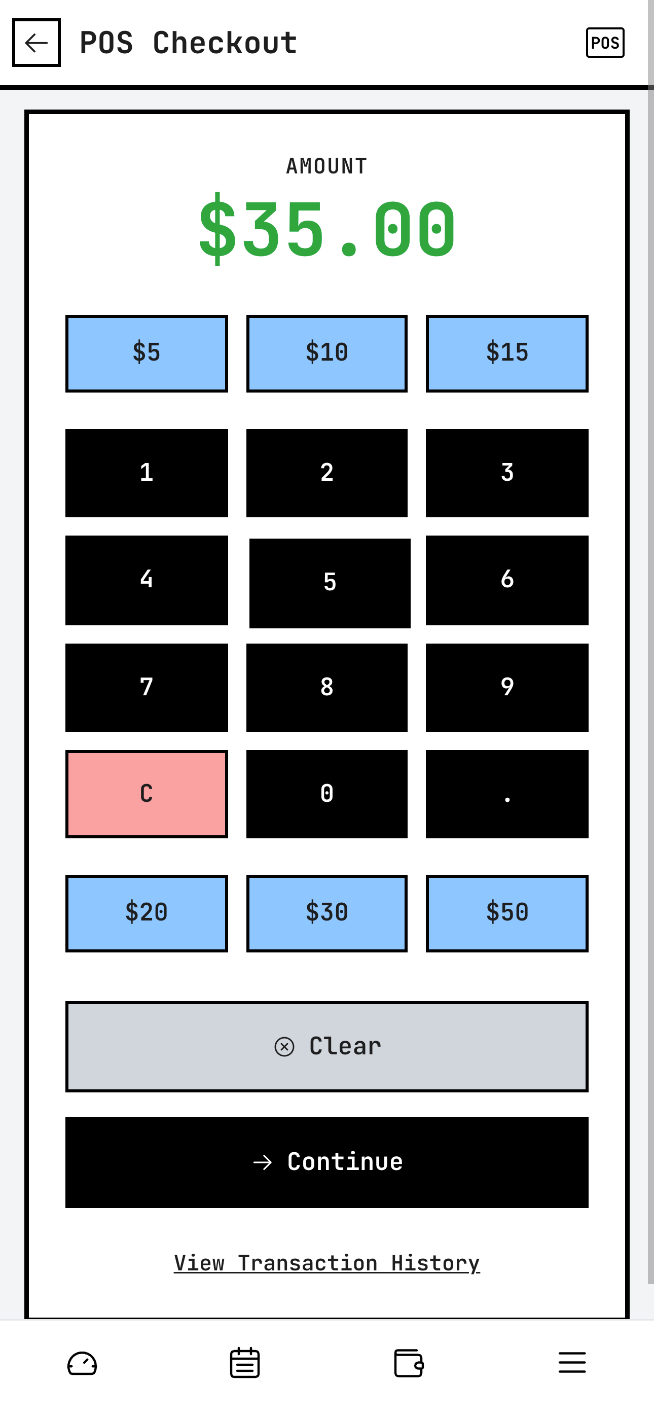 Barber POS checkout screen