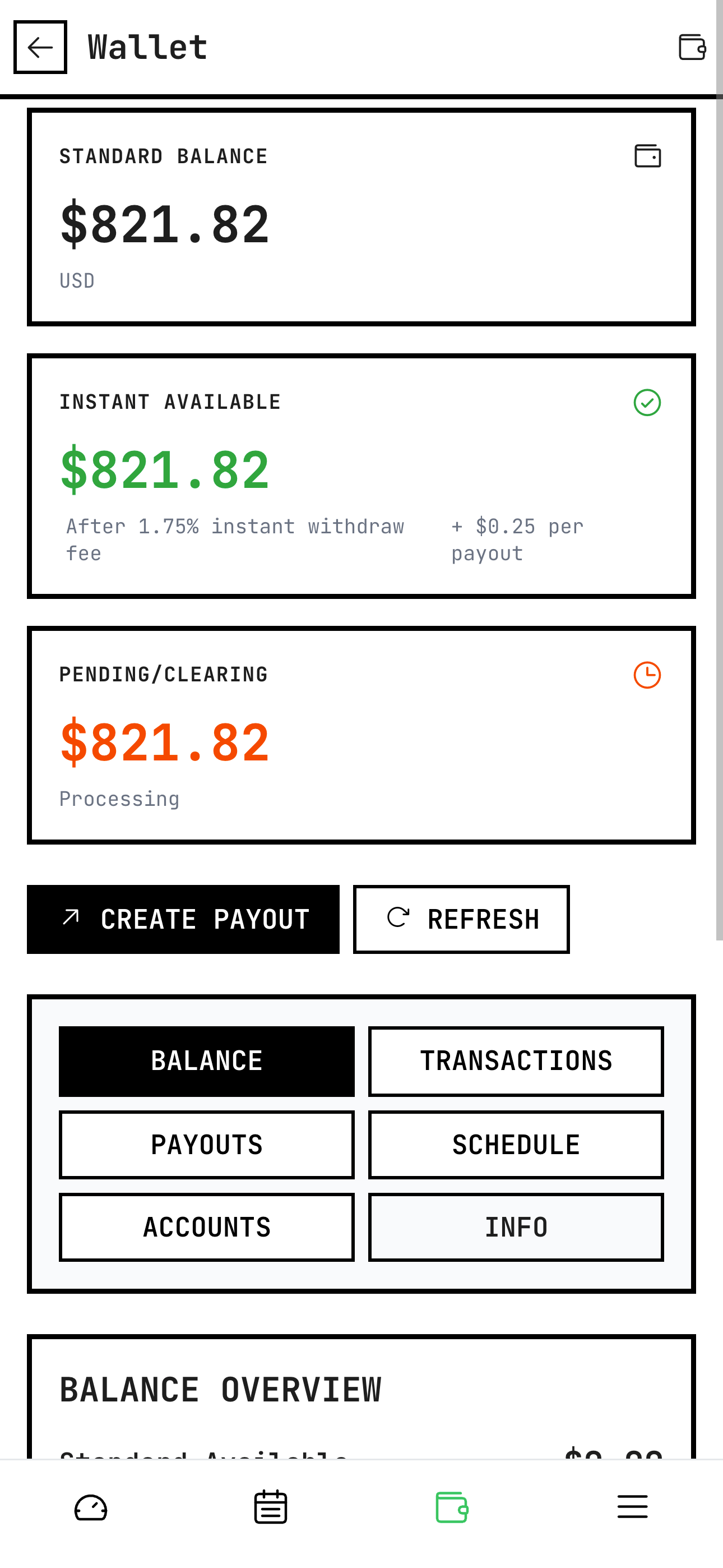 Barber wallet balance and transactions