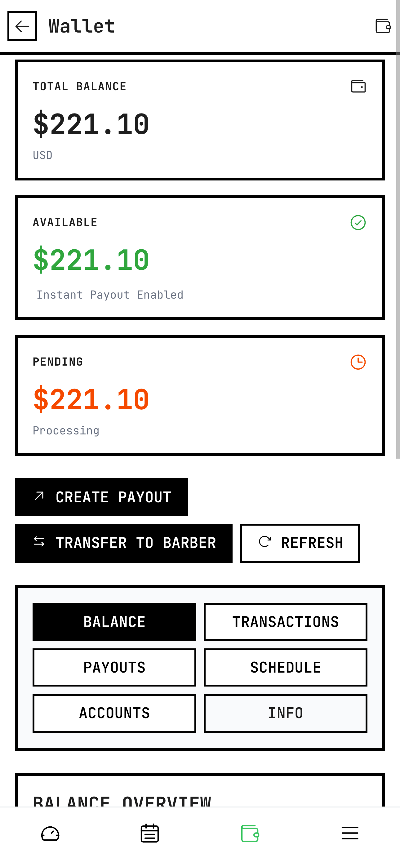 Owner wallet and payout management